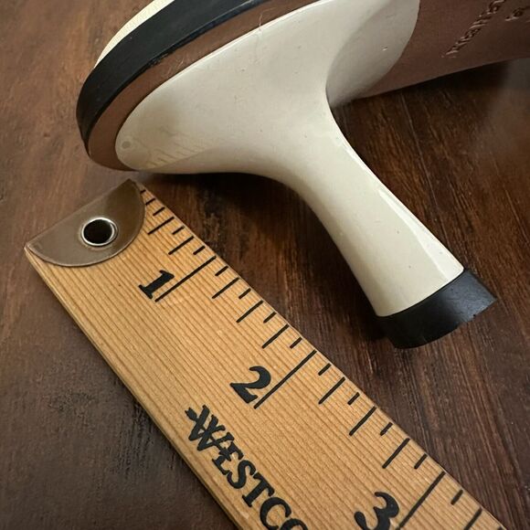 VICENZA ANTHROPOLOGIE Heeled Sandals Cream Leather Kitten Heels NWOB - Picture 11 of 11